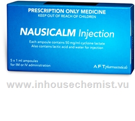 Nausicalm Injection (50mg/ml cyclizine) 5 x 1ml Ampoules/Pack