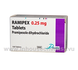 Ramipex 0.25mg (Pramipexole) 100 Tablets/Pack