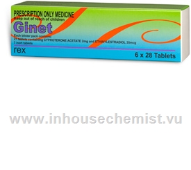 Ginet (Cyproterone acetate/Ethinylestradiol 2mg/0.035mg) 168 Tablets/Pack