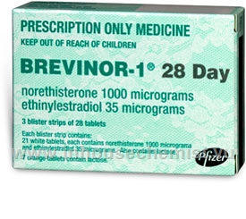 Brevinor 1 (Norethisterone (Norethindrone) and Ethinyloestradiol 1mg/35mcg) 84 Tablets/Pack