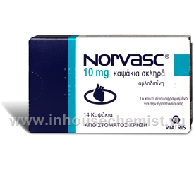 Norvasc (Amlodipine besylate 10mg) 14 Capsules/Pack