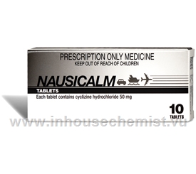 Nausicalm (Cyclizine Hydrochloride 50mg) 10 Tablets/pack
