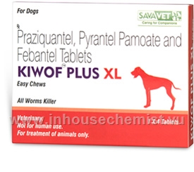 Kiwof Plus XL for Large Dogs (Praziquantel, Pyrantel Pamoate & Febantel 175mg/504mg/525mg) 4 Chewable Tablets/Pack