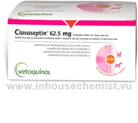 Clavaseptin (Amoxycillin 50mg/Clavulanic Acid 12.5mg 62.5mg) 100 Tablets/Pack