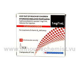 Hydroxocobalamine Panpharma (Hydroxocobalamin 1mg/ml) 3 x 1ml Ampoules/Pack